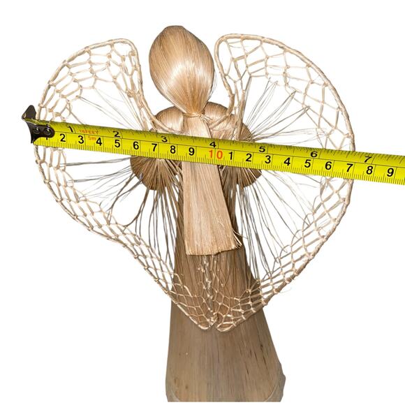 Vintage 12" Tall Corn Husk Praying Winged Angel Christmas Table Decor - Picture 12 of 13